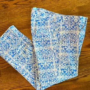 SO blue Sigrid Olsen size 8 blue purple white pattern pants